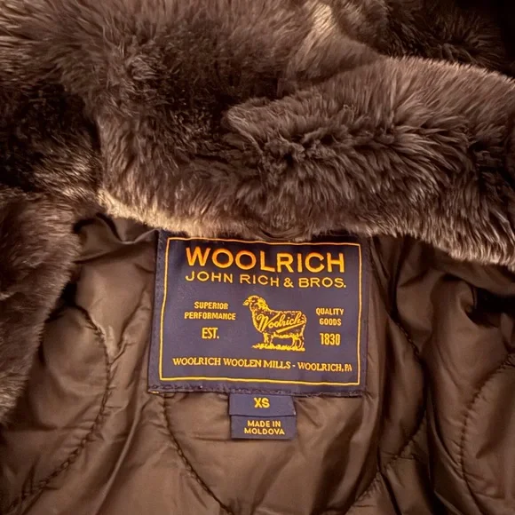 WOOLRICH Women’s Parka XS - Black Literary Rex Coat With Rabbit Fur Hood & Trim - Picture 9 of 10